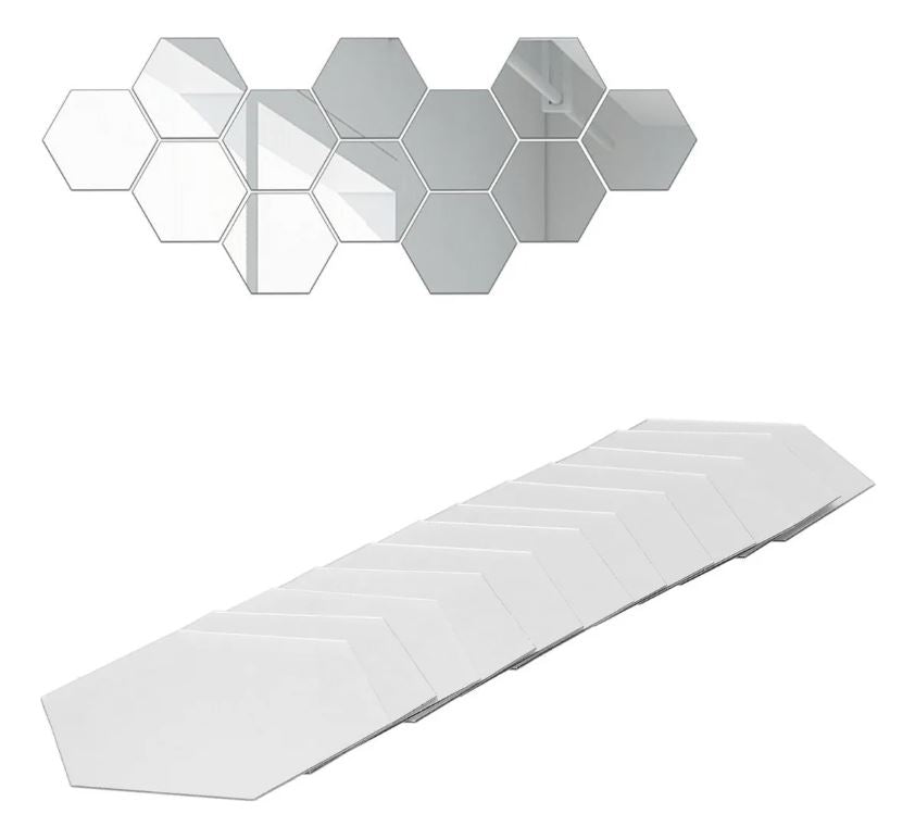 SET DE 12 ESPEJOS HEXAGONALES DECORATIVOS
